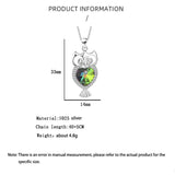 S925 Owl Crystal Pendant Necklace for Women, Retro Owl Girl's Necklace