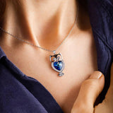 S925 Owl Crystal Pendant Necklace for Women, Retro Owl Girl's Necklace