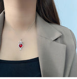 S925 Owl Crystal Pendant Necklace for Women, Retro Owl Girl's Necklace