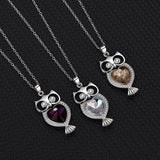 S925 Owl Crystal Pendant Necklace for Women, Retro Owl Girl's Necklace