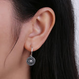 Sterling Silver Oxidized Eye Round Zircon Earrings