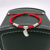 S925 Sterling Silver PIXIU Lucky Red Rope Bracelet Bangle Wax String Amulet