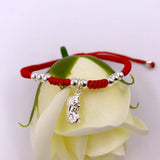 S925 Sterling Silver PIXIU Lucky Red Rope Bracelet Bangle Wax String Amulet