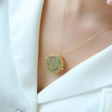 Sterling Silver Palace Style Perfume Bag Pendant with Hetian Jade