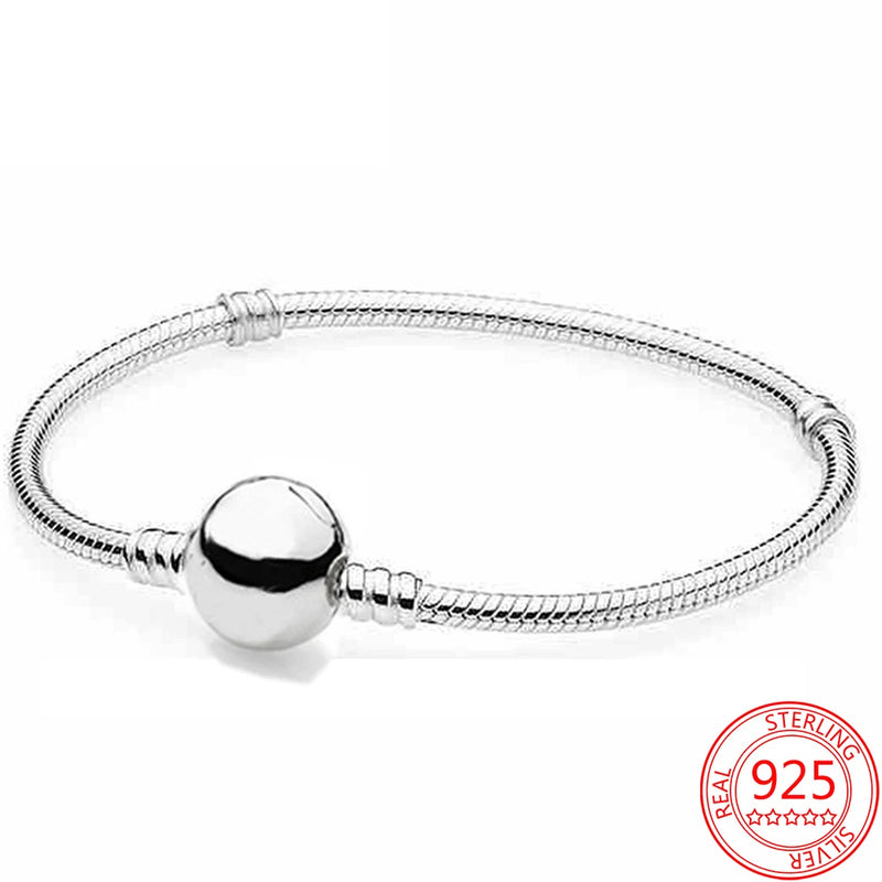 S925 Sterling Silver Castle Round Buckle Bracelet DIY