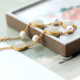 Sterling Silver Pearl Bracelet with Red Agate Hetian Jade for Women