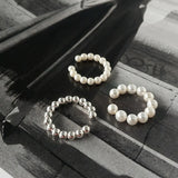 S925 Sterling Silver Pearl Ear Clip Bead Circle Female Jewelry