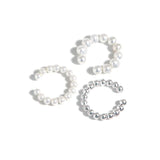 S925 Sterling Silver Pearl Ear Clip Bead Circle Female Jewelry