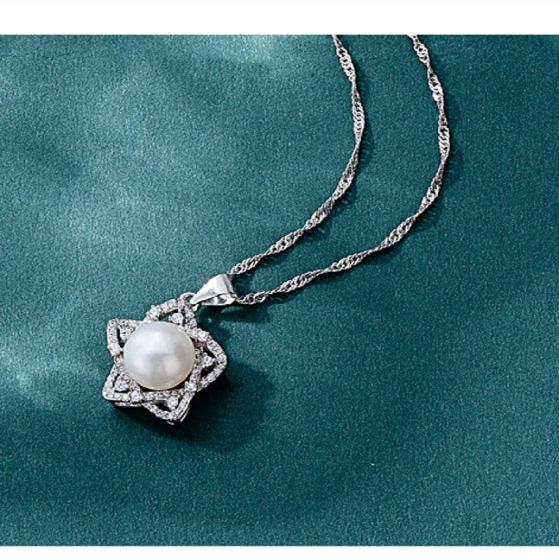 S925 Pearl Necklace Women's Star Pendant Clavicle Chain
