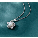S925 Pearl Necklace Women's Star Pendant Clavicle Chain