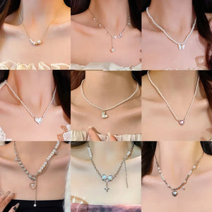 S925 Silver Pearl Necklace for Women, Luxury Beaded Sweater Chain