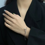 S925 Sterling Silver Pearl Round Beads OT Buckle Chain Bracelets