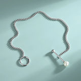 S925 Sterling Silver Pearl Round Beads OT Buckle Chain Bracelets