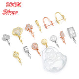 925 Silver Jade Zircon Clip DIY Jewelry Making Accessory