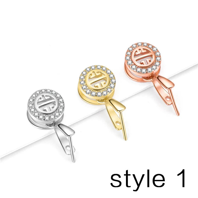 925 Silver Jade Zircon Clip DIY Jewelry Making Accessory