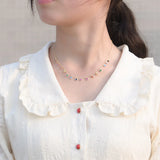 S925 Gemstone Collarbone Necklace Choker Zircon Rainbow Clavicle Chain