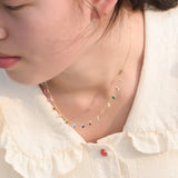 S925 Gemstone Collarbone Necklace Choker Zircon Rainbow Clavicle Chain