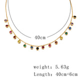 S925 Gemstone Collarbone Necklace Choker Zircon Rainbow Clavicle Chain