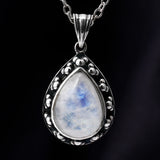 Moonstone Pendant Necklace Retro Style Large Pear Shape 10*14