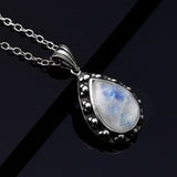 Moonstone Pendant Necklace Retro Style Large Pear Shape 10*14