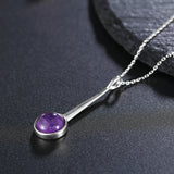 S925 Sterling Silver Amethyst Pendant Necklace Engagement Party Gift