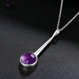 S925 Sterling Silver Amethyst Pendant Necklace Engagement Party Gift