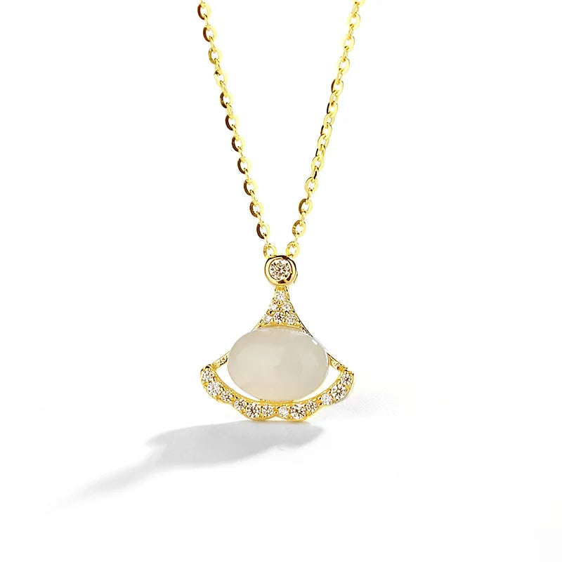 S925 Silver Pendant Necklace Hetian Jade Vintage Style High-quality Women