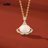 S925 Silver Pendant Necklace Hetian Jade Vintage Style High-quality Women