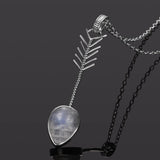 Moonstone Sandstone Necklace Sterling Silver 925 Pendant 9X13MM Pear Shape