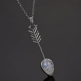 Moonstone Sandstone Necklace Sterling Silver 925 Pendant 9X13MM Pear Shape