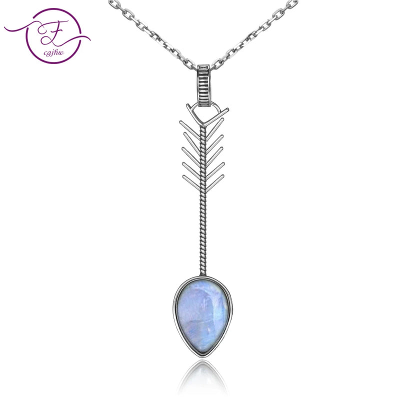 Moonstone Pendant Necklace 9X13MM Pear Shape Sterling Silver