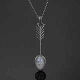 Moonstone Pendant Necklace 9X13MM Pear Shape Sterling Silver