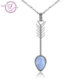 Moonstone Pendant Necklace 9X13MM Pear Shape Sterling Silver