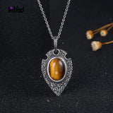 S925 Sterling Silver Tiger Eye Moonstone Pendant Necklace