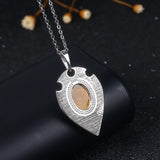 S925 Sterling Silver Tiger Eye Moonstone Pendant Necklace