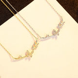S925 Silver Butterfly Pendant Necklace Zirconium Wedding Jewelry