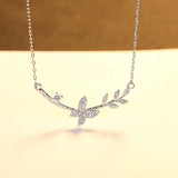 S925 Silver Butterfly Pendant Necklace Zirconium Wedding Jewelry