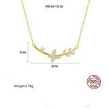 S925 Silver Butterfly Pendant Necklace Zirconium Wedding Jewelry