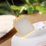 S925 Silver Pendant Personalized Lucky Hetian Jade Jade