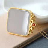 S925 Silver Pendant Personalized Lucky Hetian Jade Jade