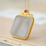 S925 Silver Pendant Personalized Lucky Hetian Jade Jade