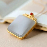 S925 Silver Pendant Personalized Lucky Hetian Jade Jade