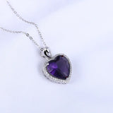 S925 Amethyst Heart Purple Stone Pendant