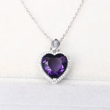 S925 Amethyst Heart Purple Stone Pendant