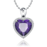 S925 Amethyst Heart Purple Stone Pendant