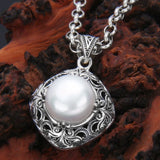Vintage Hollow Pattern Freshwater Pearl Pendant