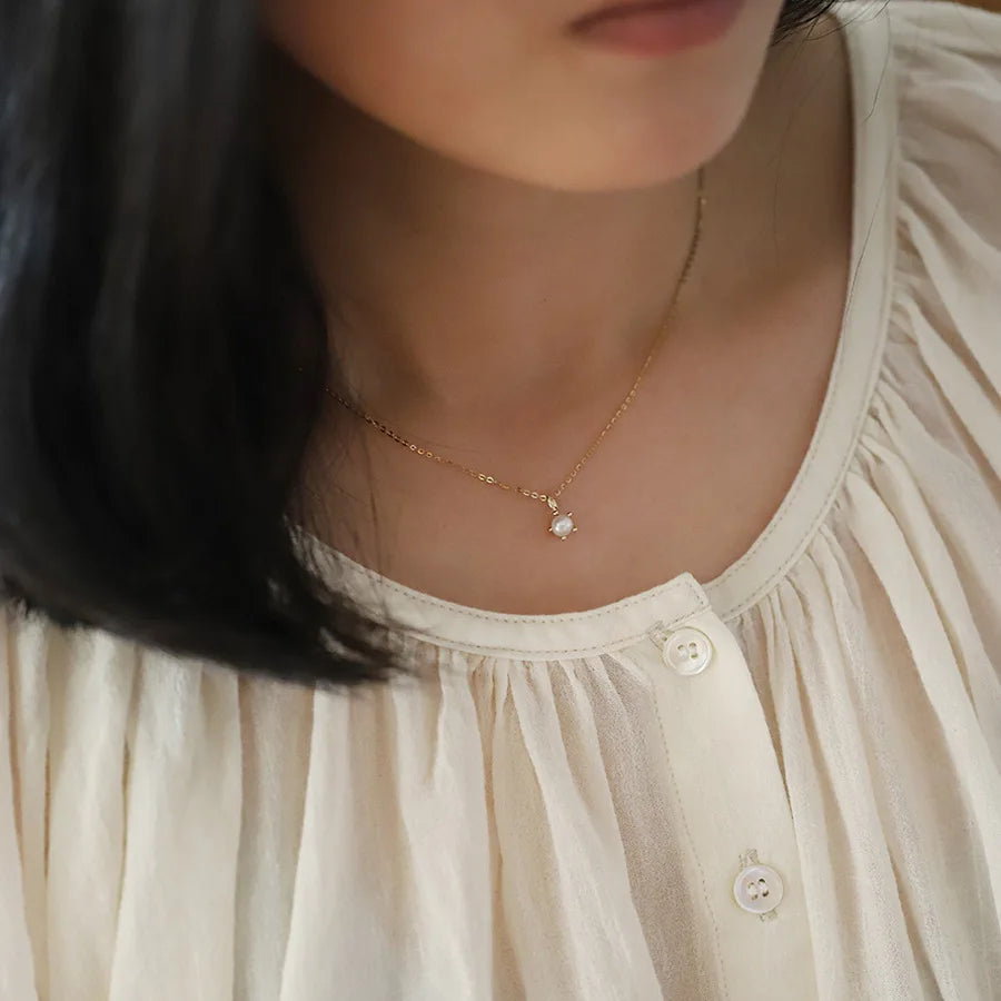 Sterling Silver Pearl Choker Necklace 14K Plated