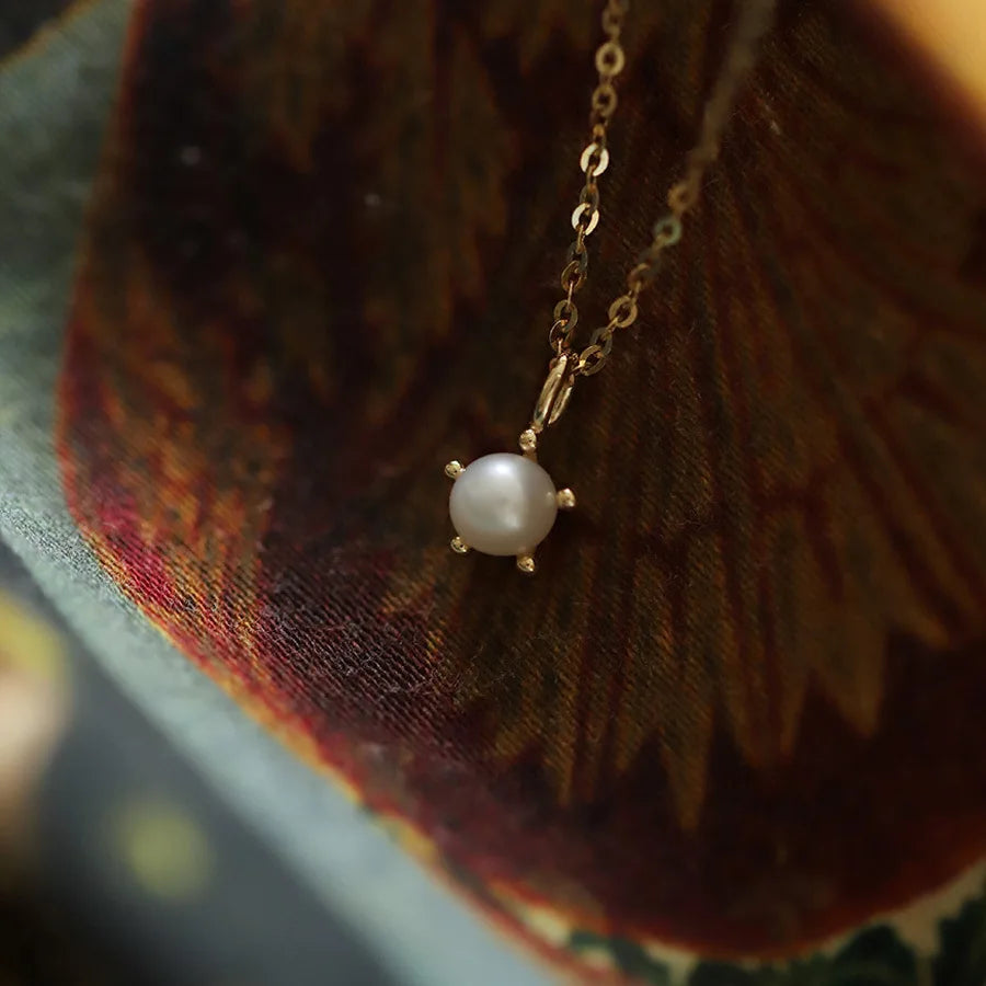 Sterling Silver Pearl Choker Necklace 14K Plated