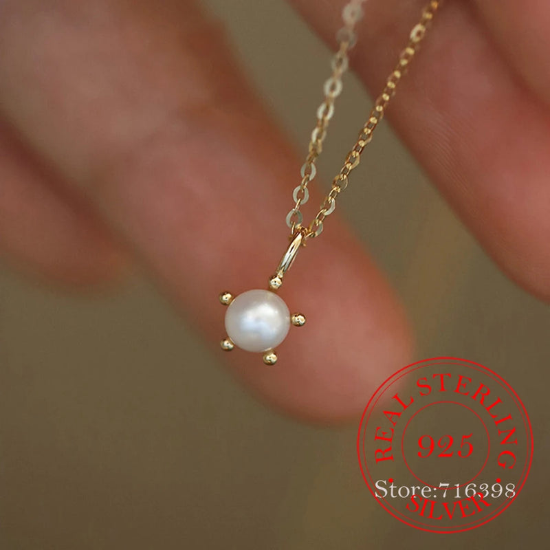 Sterling Silver Pearl Choker Necklace 14K Plated