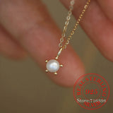 Sterling Silver Pearl Choker Necklace 14K Plated
